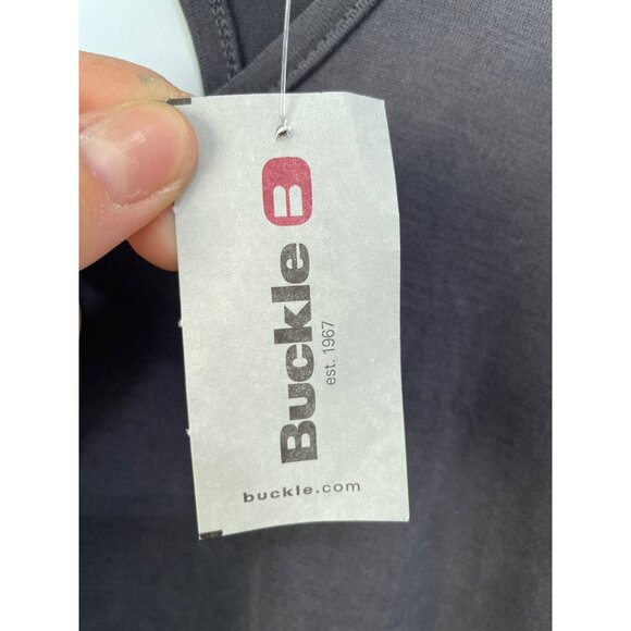 Daytrip Cutout Back Long Sleeve Mini Dress Womens S Crewneck Gray Minimalist NEW - Picture 4 of 9